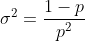 \sigma^2=\frac{1-p}{p^2}