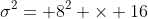 \sigma^2= 8^2 \times 16