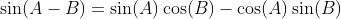 \sin(A-B)=\sin(A)\cos(B)-\cos(A)\sin(B)
