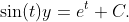 \sin(t)y=e^{t}+C.