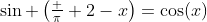 \sin \left(\tfrac \pi 2-x\right)=\cos(x)