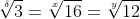 \sqrt[\delta]{3}=\sqrt[x]{16}=\sqrt[y]{12}