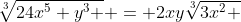 \sqrt[3]{{24x^5 y^3 }} = 2xy\sqrt[3]{{3x^2 }}