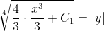 \sqrt[4]{\frac{4}{3}\cdot\frac{x^3}{3}+C_1}=|y|