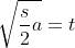 \sqrt{\frac{s}{2}a}=t