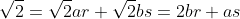 \sqrt{2}=\sqrt{2}ar+\sqrt{2}bs=2br+as