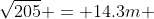 \sqrt{205} = 14.3m 