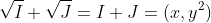 \sqrt{I}+\sqrt{J}=I+J=(x,y^2)