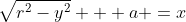 \sqrt{r^2-y^2} + a =x