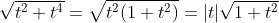 \sqrt{t^2+t^4}=\sqrt{t^2(1+t^2)}=|t|\sqrt{1+t^2}