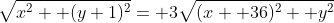 \sqrt{x^2+ (y+1)^2}= 3\sqrt{(x+ 36)^2+ y^2}
