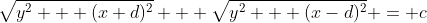 \sqrt{y^2 + (x+d)^2} + \sqrt{y^2 + (x-d)^2} = c