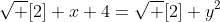 \sqrt [2] {x+4}=\sqrt [2] {y^2}
