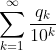 \sum^{\infty}_{k=1}\frac{q_k}{10^k}