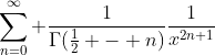 \sum^{\infty}_{n=0} \frac{1}{\Gamma(\frac{1}{2} - n)}\frac{1}{x^{2n+1}}
