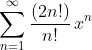 \sum^{\infty}_{n=1}\frac{(2n!)}{n!}\,x^n