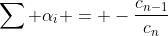 \sum \alpha_i = -\frac{c_{n-1}}{c_n}