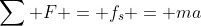 \sum F = f_s = ma