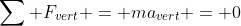 \sum F_{vert} = ma_{vert} = 0