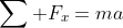 \sum F_x=ma