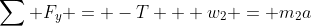 \sum F_y = -T + w_2 = m_2a