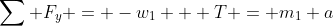 \sum F_y = -w_1 + T = m_1 a