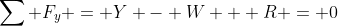 \sum F_y = Y - W + R = 0