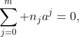 \sum_{j=0}^m n_ja^j=0,