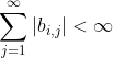 \sum_{j=1}^\infty|b_{i,j}|<\infty