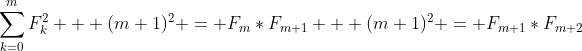 \sum_{k=0}^{m}F_k^2 + (m+1)^2 = F_m*F_{m+1} + (m+1)^2 = F_{m+1}*F_{m+2}