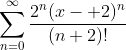 \sum_{n=0}^\infty\frac{2^n(x- 2)^n}{(n+2)!}