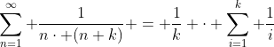 \sum_{n=1}^{\infty} \frac{1}{n\cdot (n+k)} = \frac{1}{k} \cdot \sum_{i=1}^{k} \frac{1}{i}