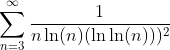 \sum_{n=3}^{\infty}\frac{1}{n\ln(n)(\ln\ln(n)))^2}