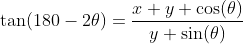 \tan(180-2\theta)=\frac{x+y \cos(\theta)}{y \sin(\theta)}
