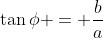 \tan\phi = \frac{b}{a}