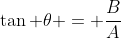 \tan \theta = \frac{B}{A}