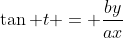 \tan t = \frac{by}{ax}