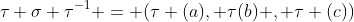 \tau \sigma \tau^{-1} = (\tau (a), \tau(b) , \tau (c))