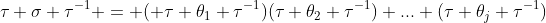 \tau \sigma \tau^{-1} = ( \tau \theta_1 \tau^{-1})(\tau \theta_2 \tau^{-1}) ... (\tau \theta_j \tau^{-1})