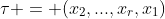 \tau = (x_2,...,x_r,x_1)