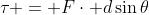 \tau = F\cdot d\sin{\theta}