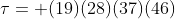 \tau= (19)(28)(37)(46)