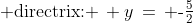 \text{Focus: }\,\left(\tfrac{1}{2},\:\text{-}2\right),\;\text{ directrix: }\, y\,=\, \text{-}\tfrac{5}{2}