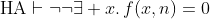 \text{HA}\vdash\neg\neg\exists x.\,f(x,n)=0