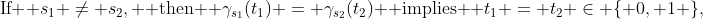 \text{If } s_1 \ne s_2, \text{ then } \gamma_{s_1}(t_1) = \gamma_{s_2}(t_2) \text{ implies } t_1 = t_2 \in \{ 0, 1 \},