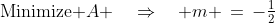 \text{Minimize }A \quad\Rightarrow\quad m \,=\,-\tfrac{1}{2}