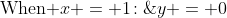 \text{When }x = 1\!:\;\;y = 0