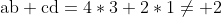 \text{ab}+\text{cd}=4*3+2*1\neq 2