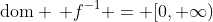 \text{dom} \, f^{-1} = [0, \infty)