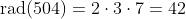 \text{rad}(504)=2\cdot3\cdot7=42